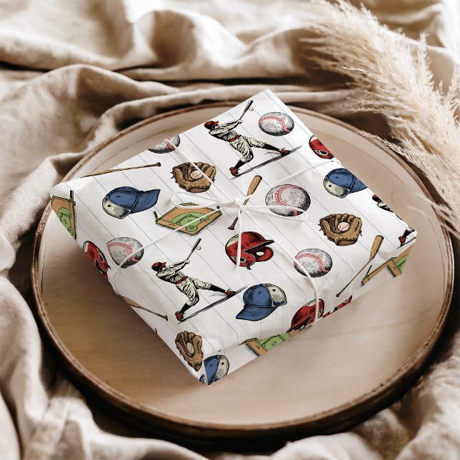 Papel De Seda Vintage Baseball Birthday (Vintage Baseball Birthday Tissue Paper)