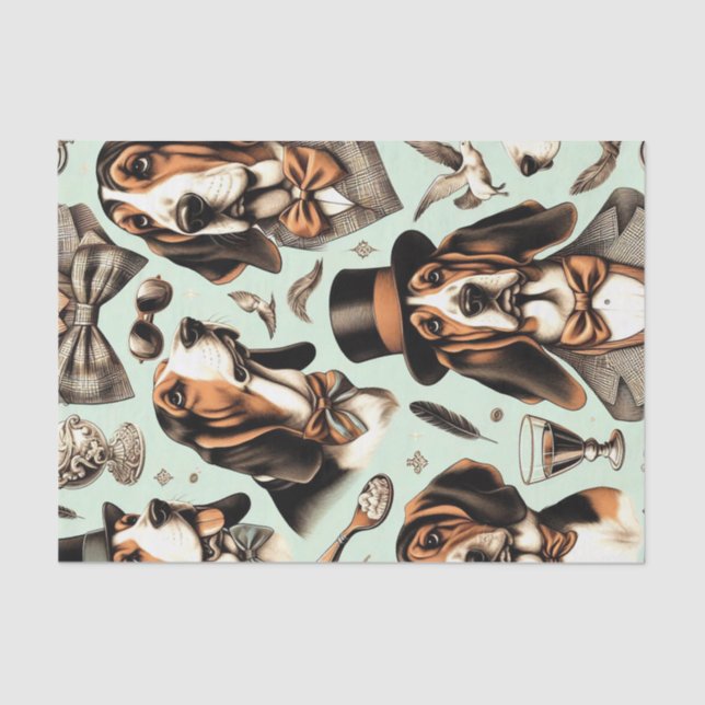 Papel De Seda Vintage Basset Hound Seimune (Frente )