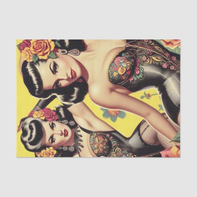 Papel De Seda Vintage Beauty Pin-Ups (Frente )