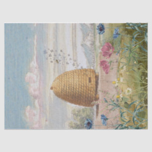 Papel De Seda Vintage Beehive Wildflower Meadow Beages Decoupage