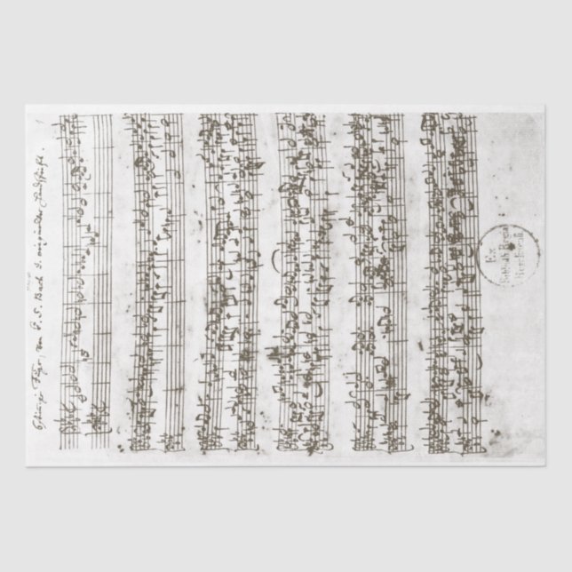Papel De Seda Vintage Belamente Manuscrito Fugue 1700s (Frente )