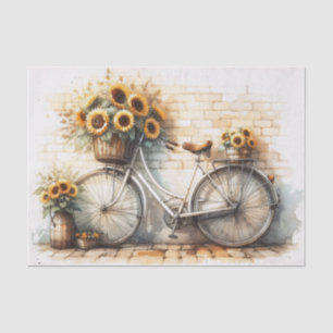 Papel De Seda Vintage Bicicleta e Aquarela Desumanagem de Girass