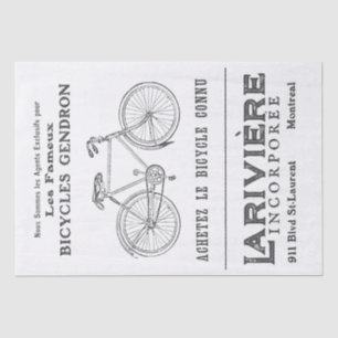Papel De Seda Vintage Bicicleta E Texto Francês Decoupage Montre