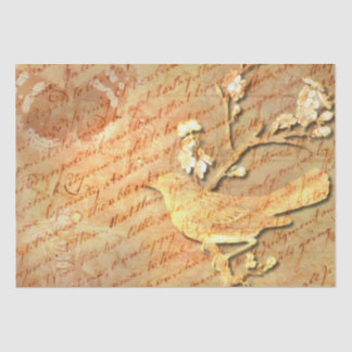 Papel De Seda Vintage Bird & Script Uma Desmontagem de Chique