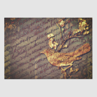 Papel De Seda Vintage Bird & Script Uma Desmontagem de Chique
