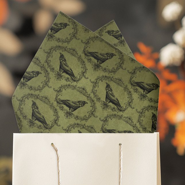 Papel De Seda Vintage Black Crow (Vintage Black Crow Tissue Paper for Gift Wrapping and Decoupage)