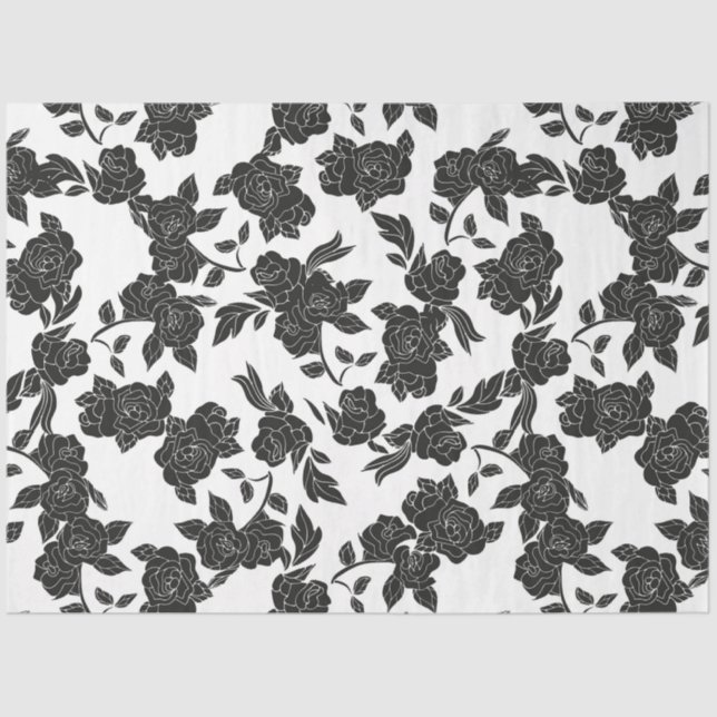 Papel De Seda Vintage Black Floral Decoupage (Frente )