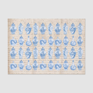 Papel De Seda Vintage Blue Chinoiserie Ginger Jars Decoupage