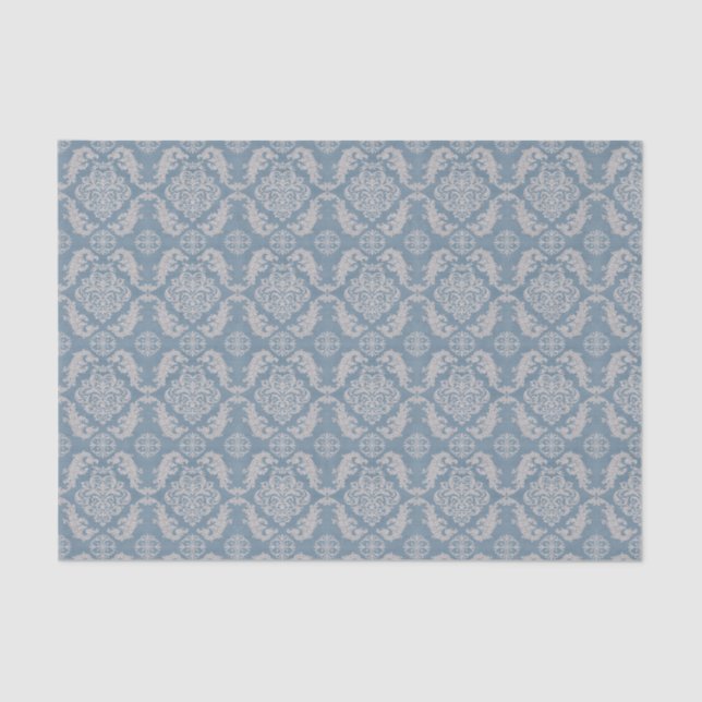 Papel De Seda Vintage Blue Damask (Frente )
