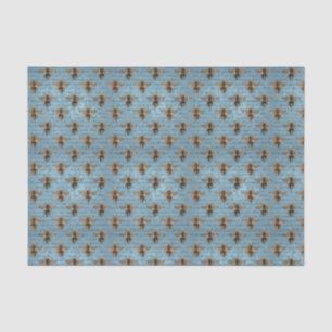Papel De Seda Vintage Blue e Dourada Bee