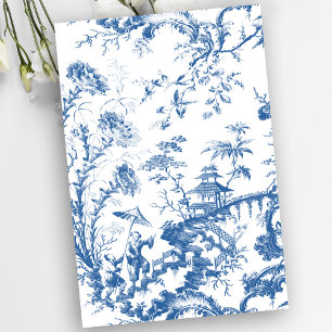 Papel De Seda Vintage Blue e White Pagoda Chinoiserie