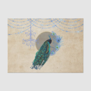 Papel De Seda Vintage Blue Peacock Feather Chandelier