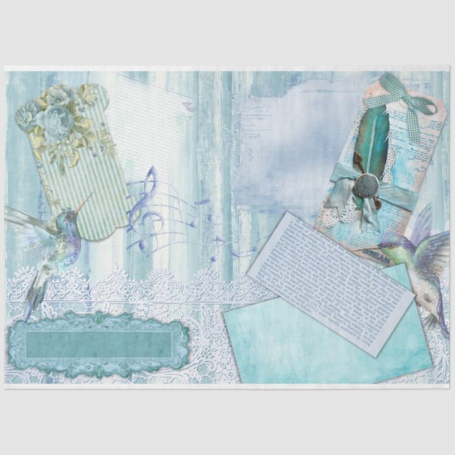 Papel De Seda Vintage Blue Series Design 9 (Frente )
