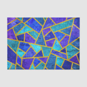 Papel De Seda Vintage Blue Shades e Geométrico Dourados