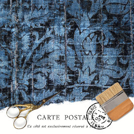 Papel De Seda Vintage Blue Texturizado Decoupage Floral Vitorian