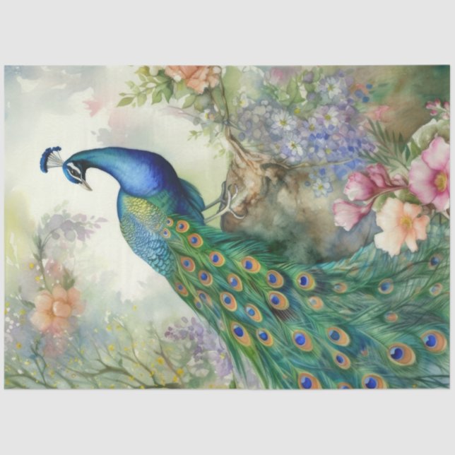 Papel De Seda Vintage Boho Peacock Decoupage (Frente )