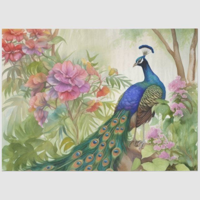Papel De Seda Vintage Boho Peacock Decoupage (Frente )