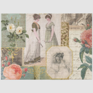 Papel De Seda Vintage Book Ephemera Decoupage Rosa Floral Emma