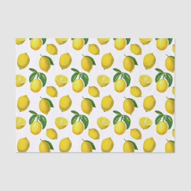 Papel De Seda Vintage Botanical Lemon Impressão (Frente )