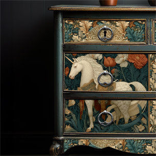 Papel De Seda Vintage Botanical Unicorn Art Nouveau