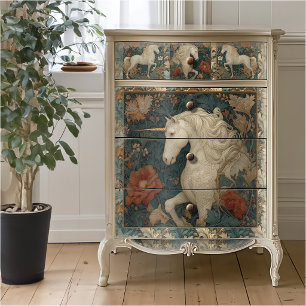 Papel De Seda Vintage Botanical William Morris Style Unicorn