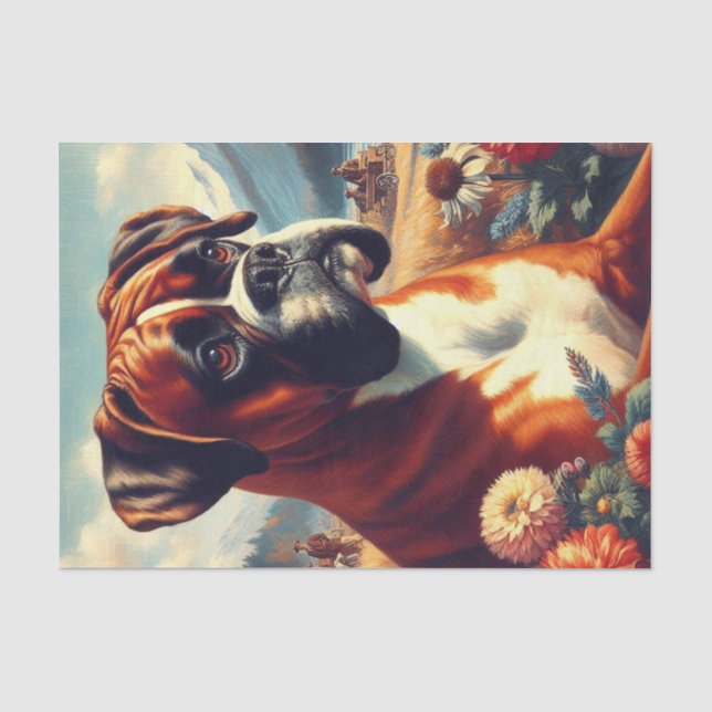 Papel De Seda Vintage Boxer Dog Painting (Frente )
