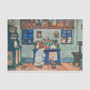 Papel De Seda Vintage Boy tocando com pintura de brinquedos de N