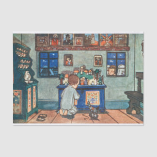 Papel De Seda Vintage Boy tocando com pintura de brinquedos de N