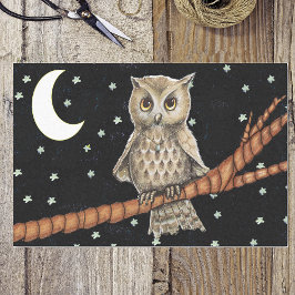 Papel De Seda Vintage Brown Owl Necklace Crescent Moon Stars