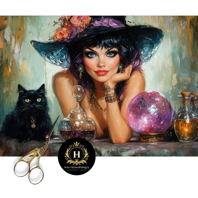 Papel De Seda Vintage Bruxa Desaparece no Halloween (Criador carregado)