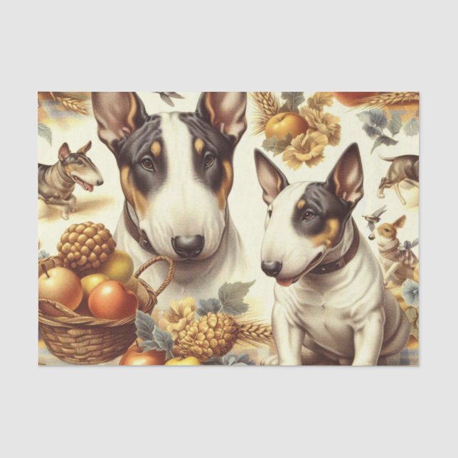 Papel De Seda Vintage Bull Terrier Painting (Frente )