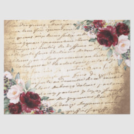 Papel De Seda Vintage Burgundy Blush Rosa - Antiga Letra Decoupa