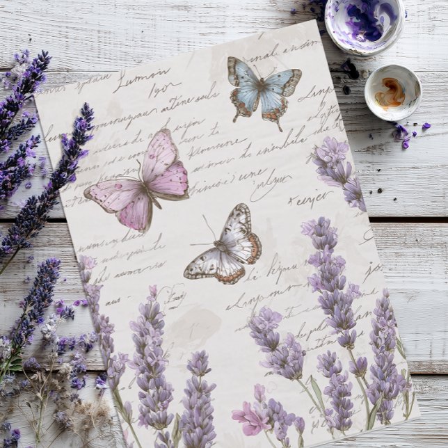 Papel De Seda Vintage Butterfly Ephemera (Butterflies and Lavender Tissue Paper)