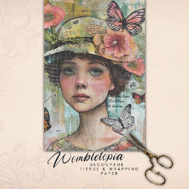 Papel De Seda Vintage Butterfly Girl Ephemera Portrapage
