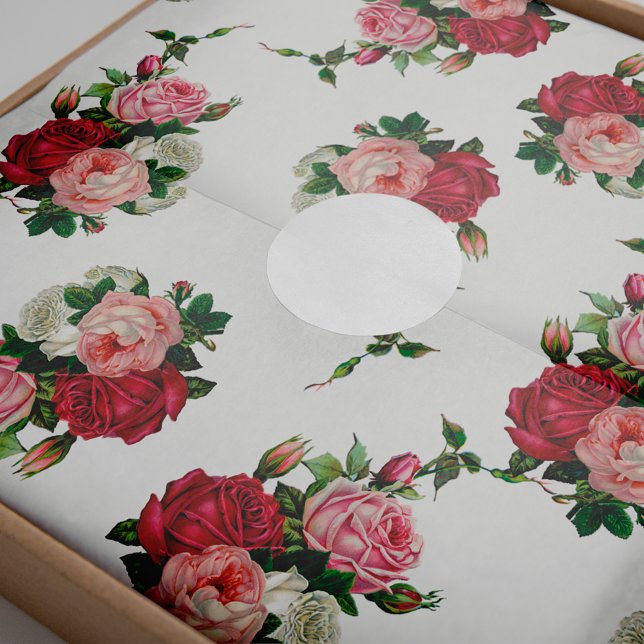 Papel De Seda Vintage Cabbage Rosas-White Background (Criador carregado)