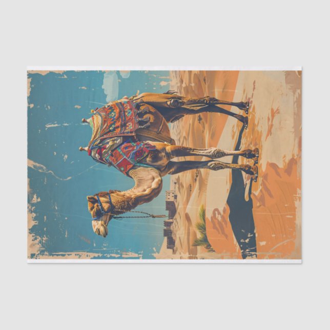 Papel De Seda Vintage Camel Retro Desert Decoupage (Frente )