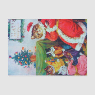 Papel De Seda Vintage Cat Christmas, Louis Wain