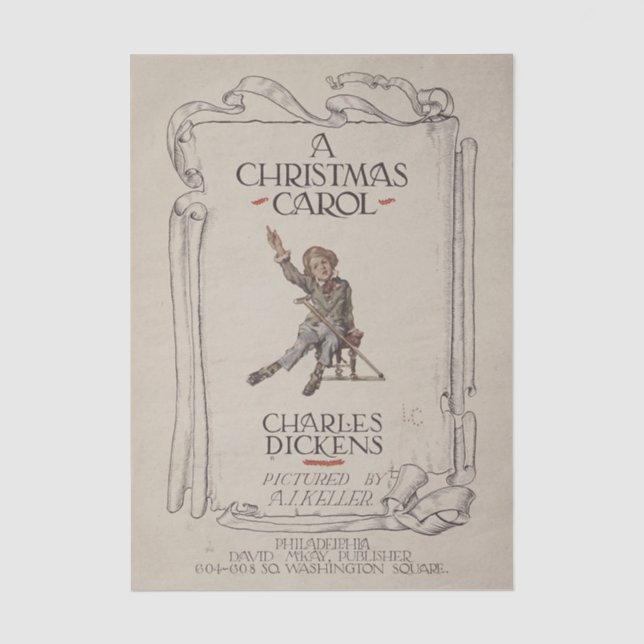Papel de Seda Vintage Charles Dickens A Christmas  (Frente )