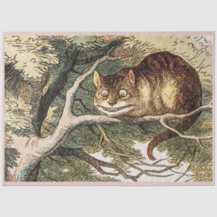 Papel De Seda Vintage Cheshire Cat de Alice no País das Maravilh