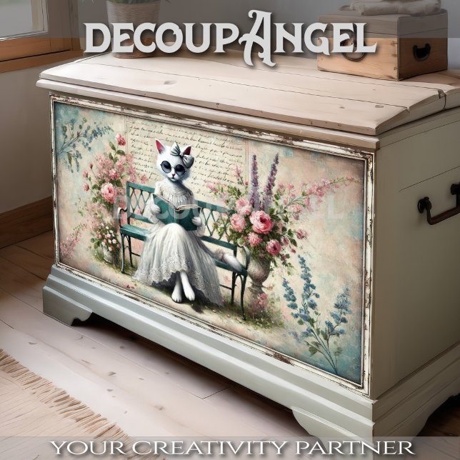 Papel De Seda Vintage Chic Feline Decoupage (Criador carregado)