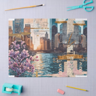 Papel De Seda Vintage Chicago River Golden Reverie