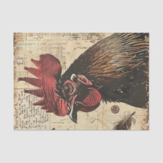Papel De Seda Vintage Chicken Rooster Fazenda Decoupage