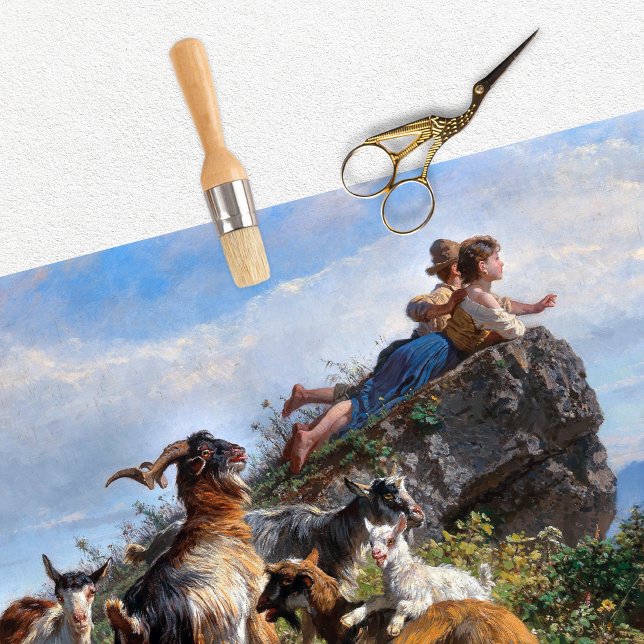 Papel De Seda Vintage Children Goats Tissue Paper (Criador carregado)