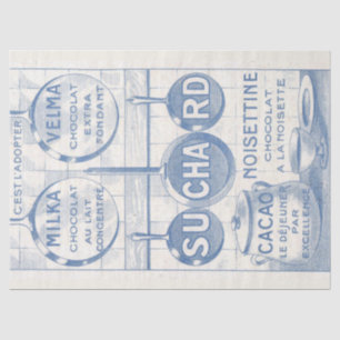 Papel De Seda Vintage Chocolate Francês Ad Blue Kitchen Decoupa