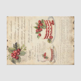 Papel De Seda Vintage Christmas Cake Recipe Card Decoupage