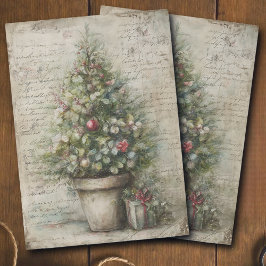 Papel De Seda Vintage Christmas Tree Pot Ephemera Decoupage