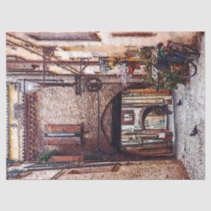Papel De Seda Vintage City Building Path Decoupage Tissue Paper