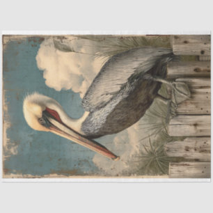 Papel De Seda Vintage Coastal Pelican Decoupage