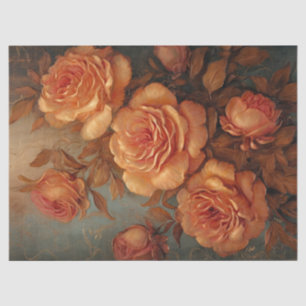 Papel De Seda Vintage cobre rosas franceses pó de ouro cor de la