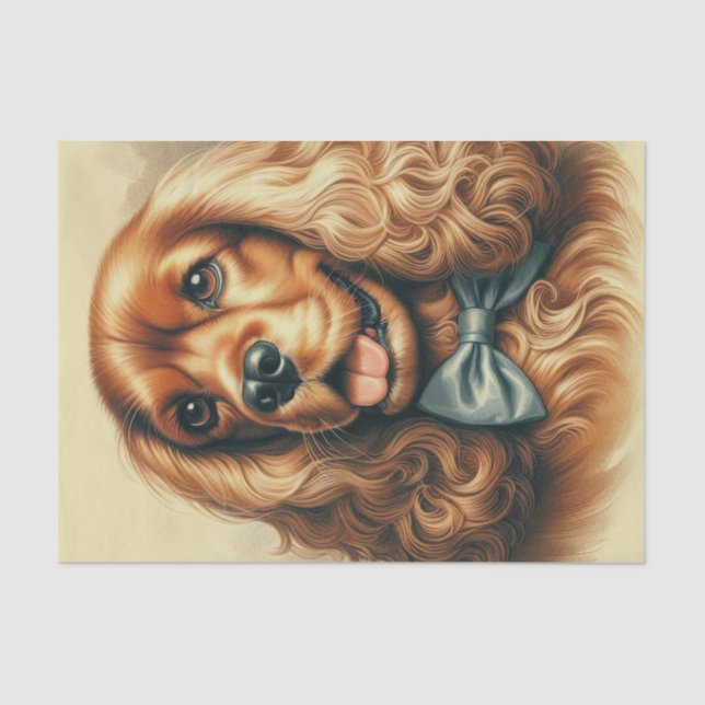Papel De Seda Vintage Cocker Spaniel Oil (Frente )
